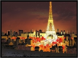 Grafika, Paryż, Noc